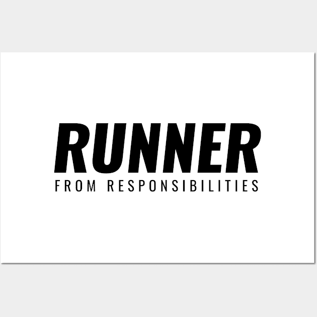 Runner From Responsibilities Black Wall Art by Shinsen Merch